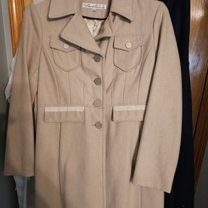 Kenneth Cole Size 12 Cream Winter Dress Coat
